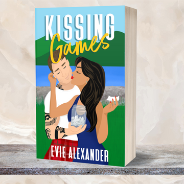 Print book Cover for hilarious romcom novel Kissing Games